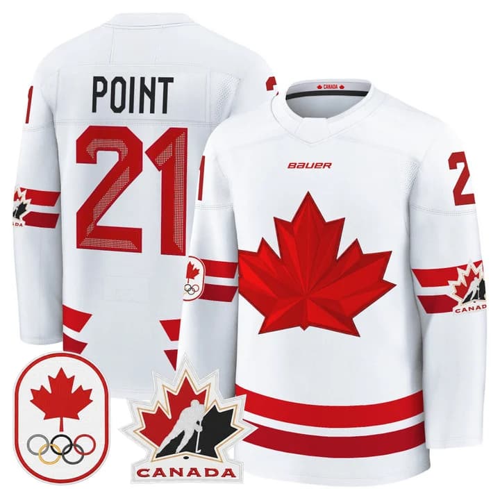Brayden Point Canada 2026 Olympic Jersey - White product image 1, provided for visual reference and product detail review