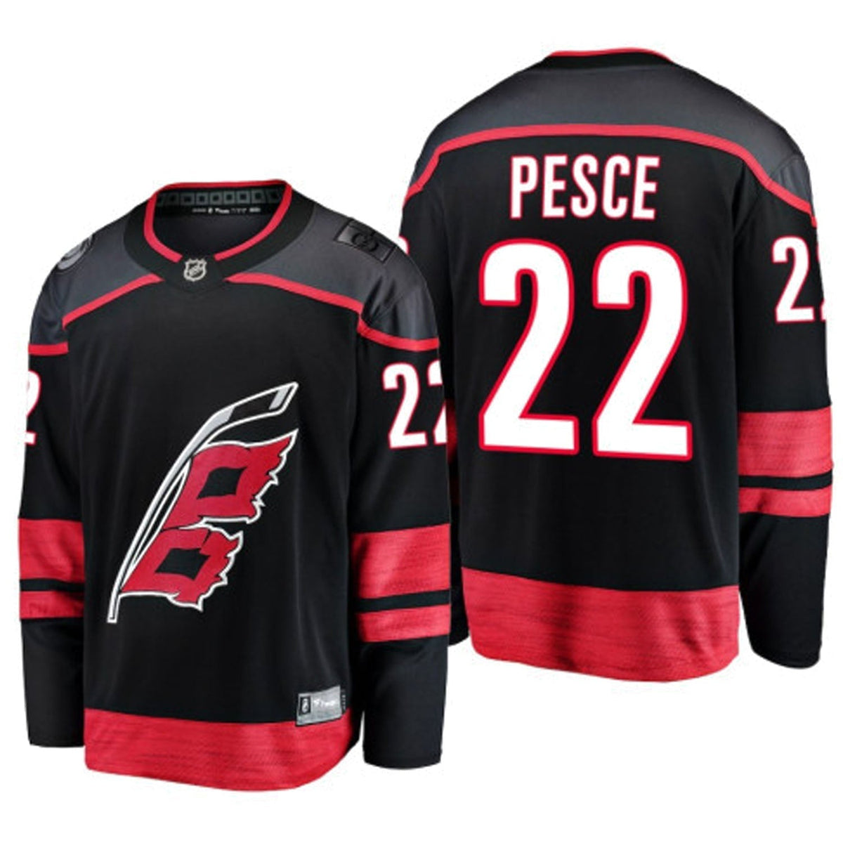 Brett Pesce Carolina Hurricanes 22 Jersey product image 4, provided for visual reference and product detail review