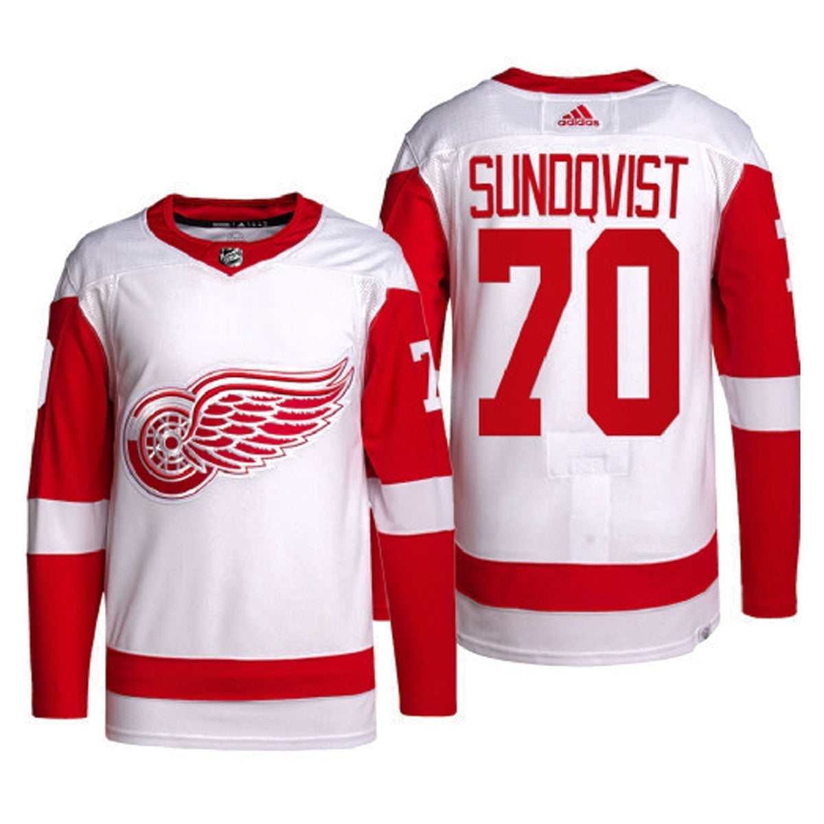 Oskar Sundqvist Detroit Red Wings 70 Jersey product image 2, provided for visual reference and product detail review