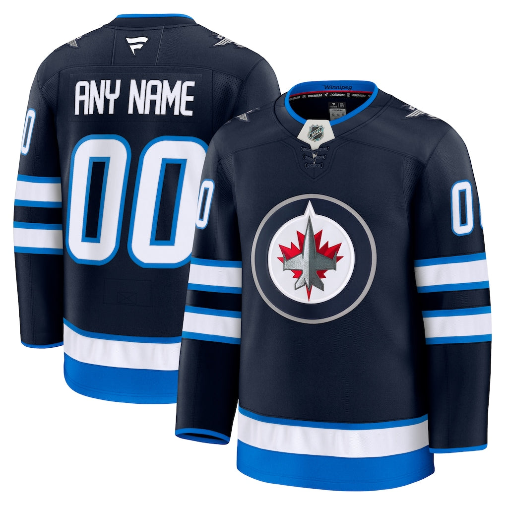 Custom Winnipeg Jets Home Premium Jersey - Navy product image 1, provided for visual reference and product detail review