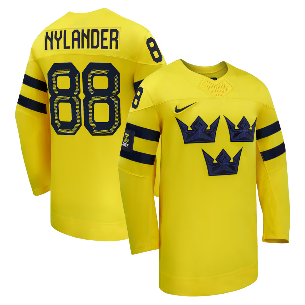 William Nylander Sweden 2026 Olympic Away Jersey - Yellow product image 1, provided for visual reference and product detail