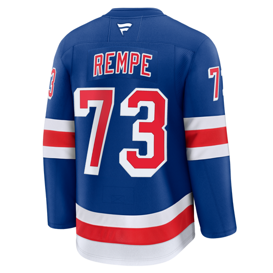 Matt Rempe New York Rangers Fanatics Premium Home Jersey product image 1, provided for visual reference and product detail