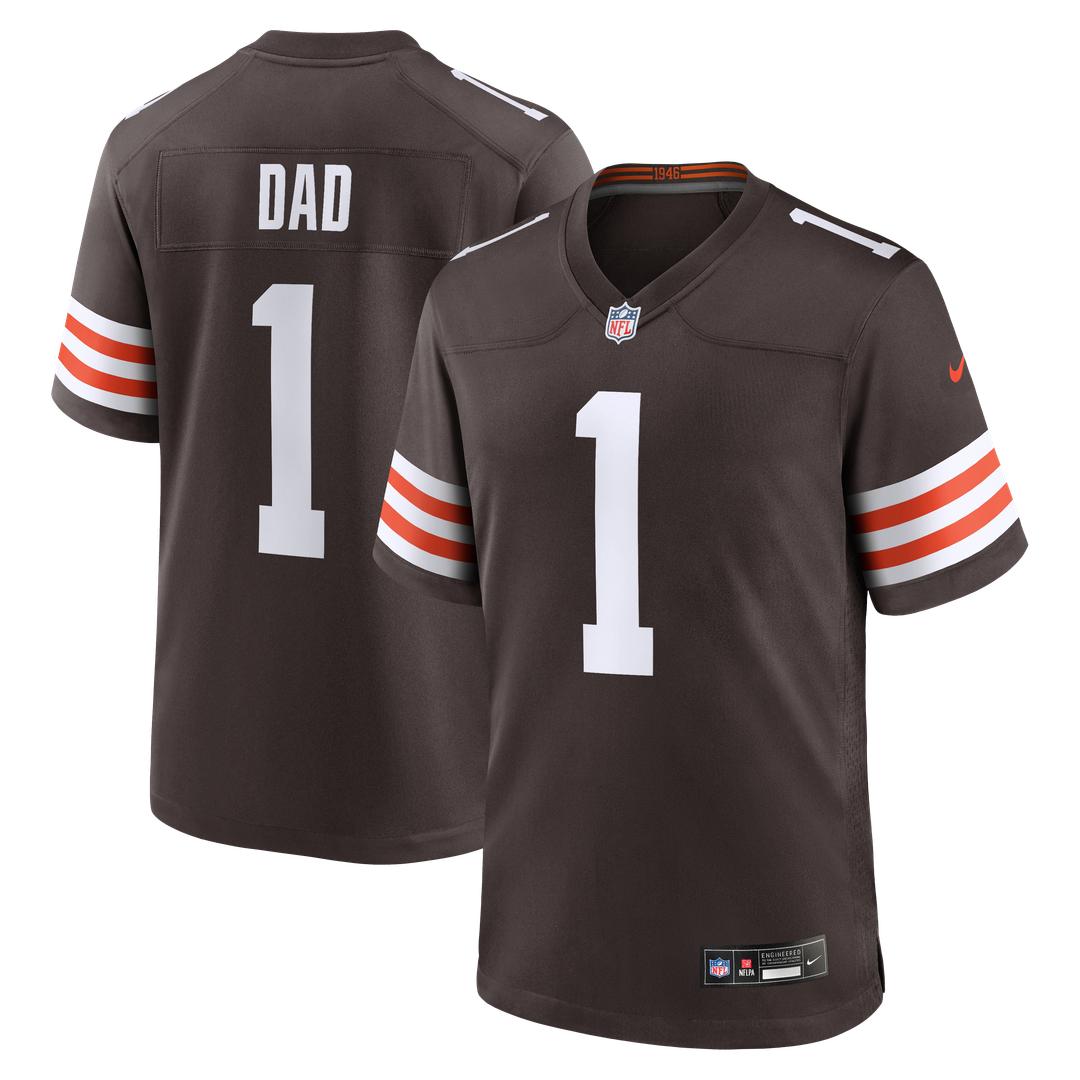 Men's Cleveland Browns Number 1 Dad Nike Brown Game Jersey product image 1