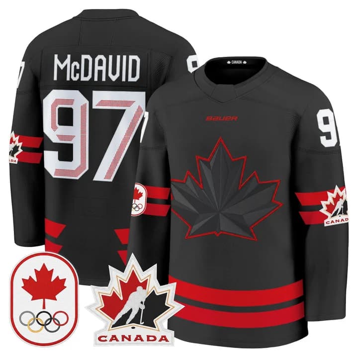 Connor McDavid Canada 2026 Olympic Jersey - Black product image 1, provided for visual reference and product detail review