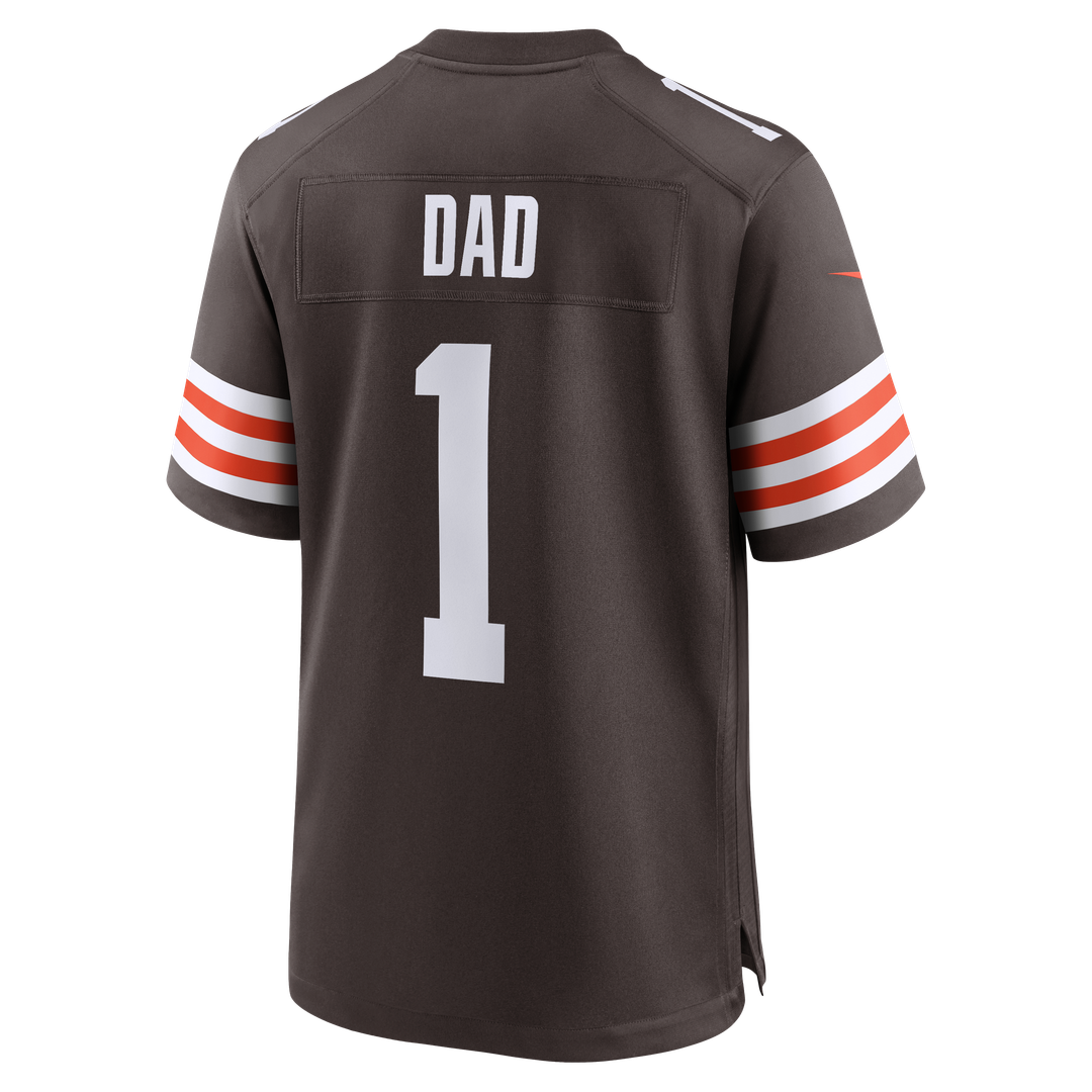 Men's Cleveland Browns Number 1 Dad Nike Brown Game Jersey product image 3