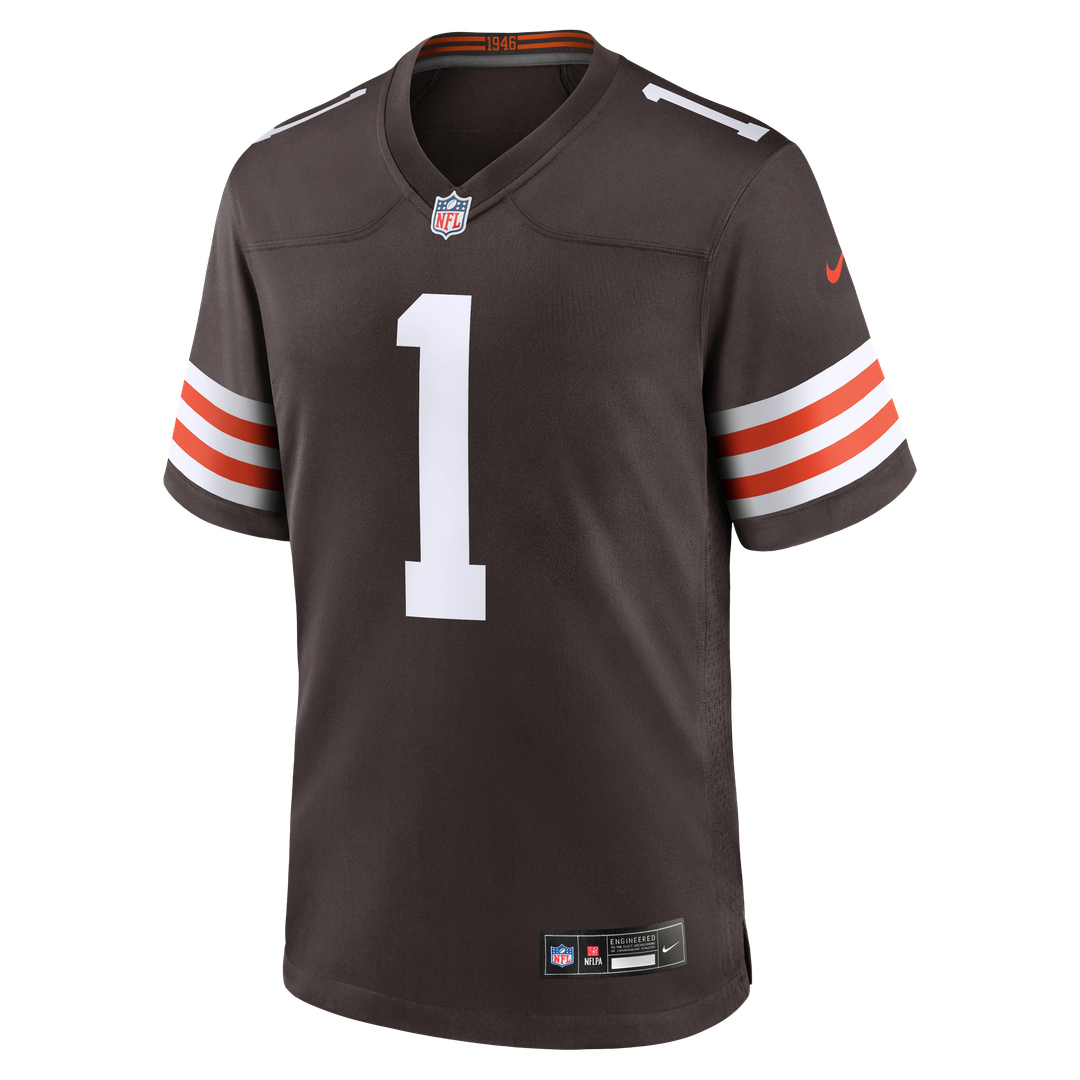 Men's Cleveland Browns Number 1 Dad Nike Brown Game Jersey product image 2