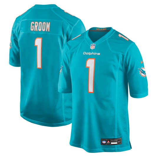 Miami Dolphins Number 1 Groom Nike Aqua Game Jersey product image 1