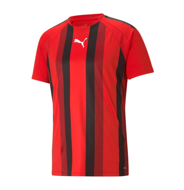 (PUMA-704920-01) Puma TeamLiga 25 Stripe Jersey - Red product image 1, provided for visual reference and product detail
