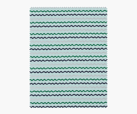 Ribbon Stripe Cotton Metallic Fabric - Mint