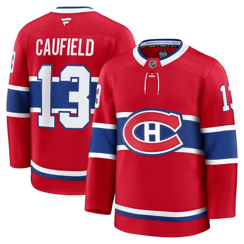 Cole Caufield Montreal Canadiens Home Premium Jersey - Red product image 1, provided for visual reference and product detail