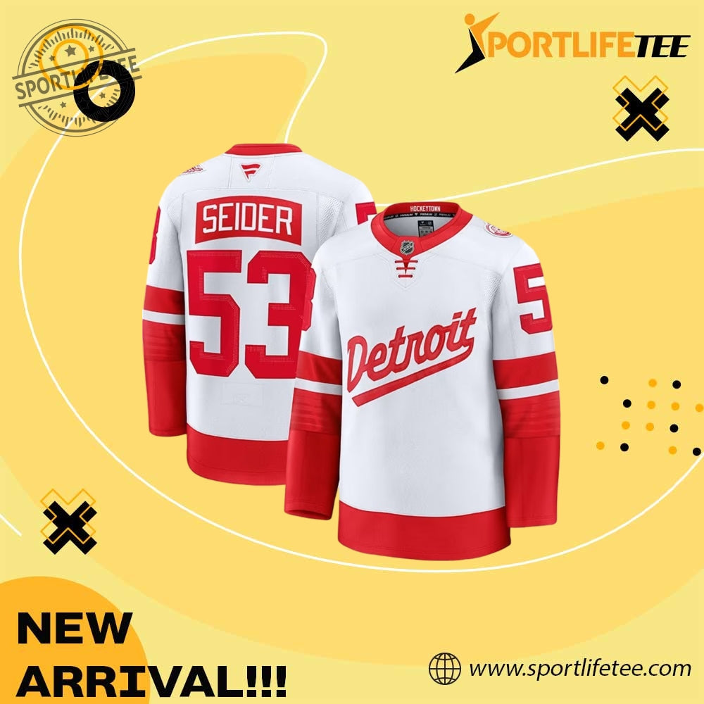 Moritz Seider Detroit Red Wings Mens White Stadium Series Hockey Jersey 3D Shirt product image 1, provided for visual