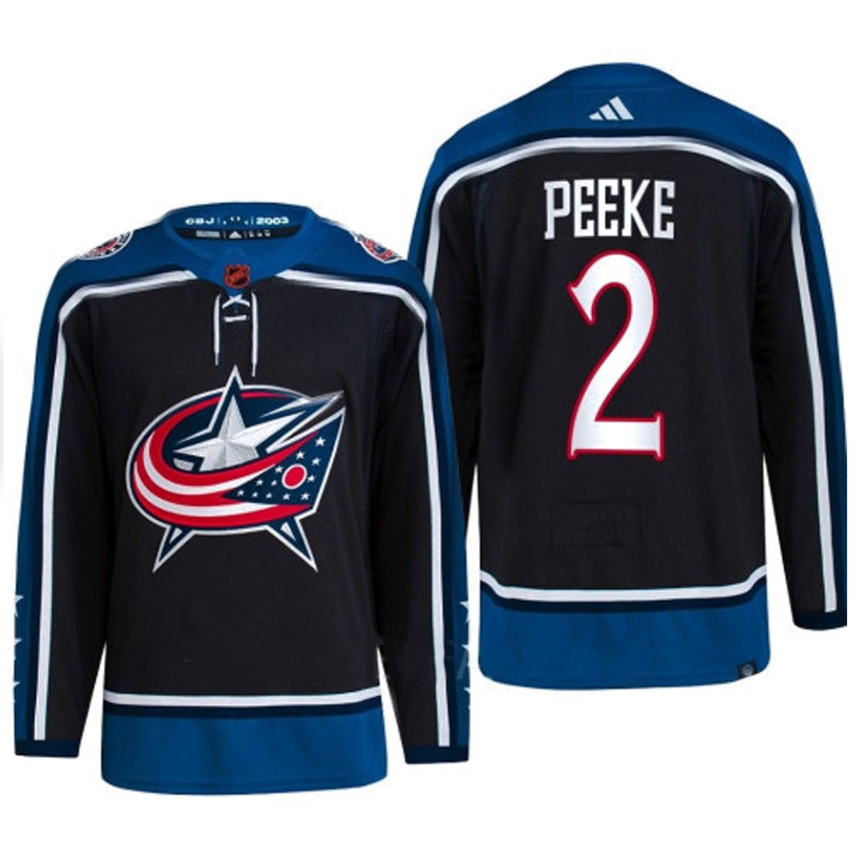 Andrew Peeke Columbus Blue Jackets 2 Jersey product image 1, provided for visual reference and product detail review