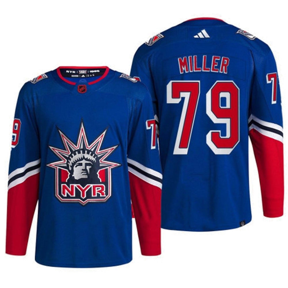 K'Andre Miller New York Rangers 79 Jersey product image 2, provided for visual reference and product detail review