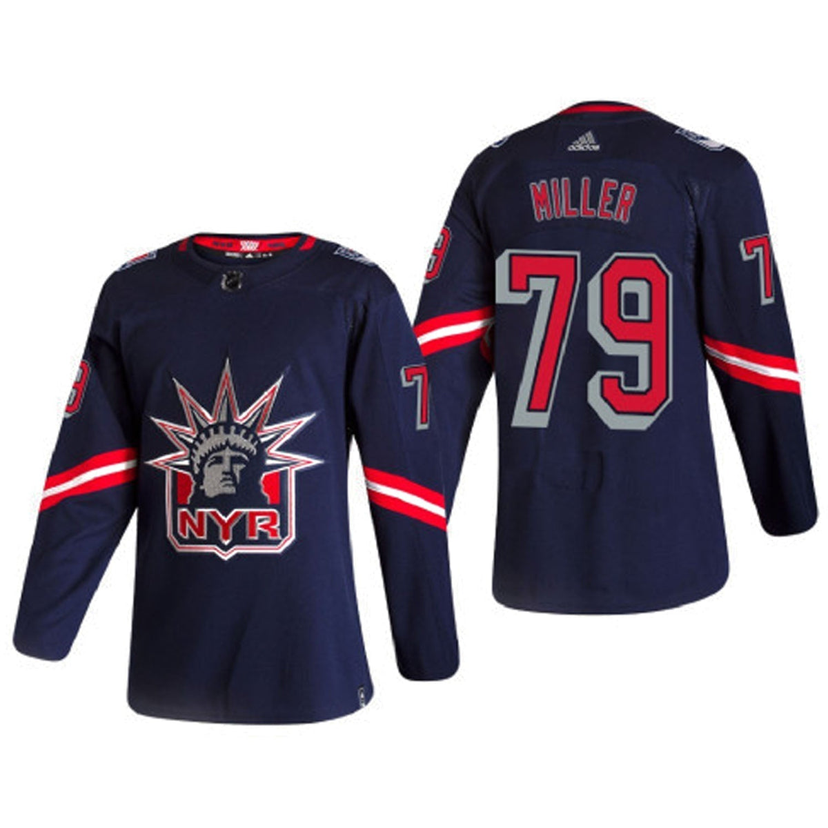 K'Andre Miller New York Rangers 79 Jersey product image 3, provided for visual reference and product detail review