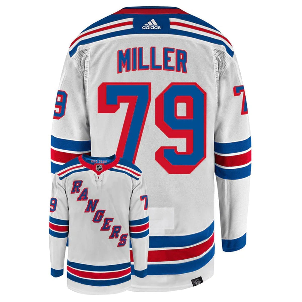 K'Andre Miller New York Rangers 79 Jersey product image 1, provided for visual reference and product detail review