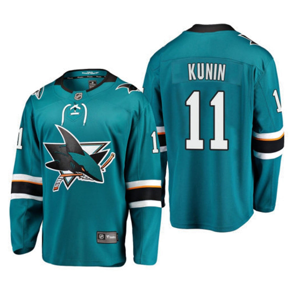 Luke Kunin San Jose Sharks 11 Jersey product image 1, provided for visual reference and product detail review