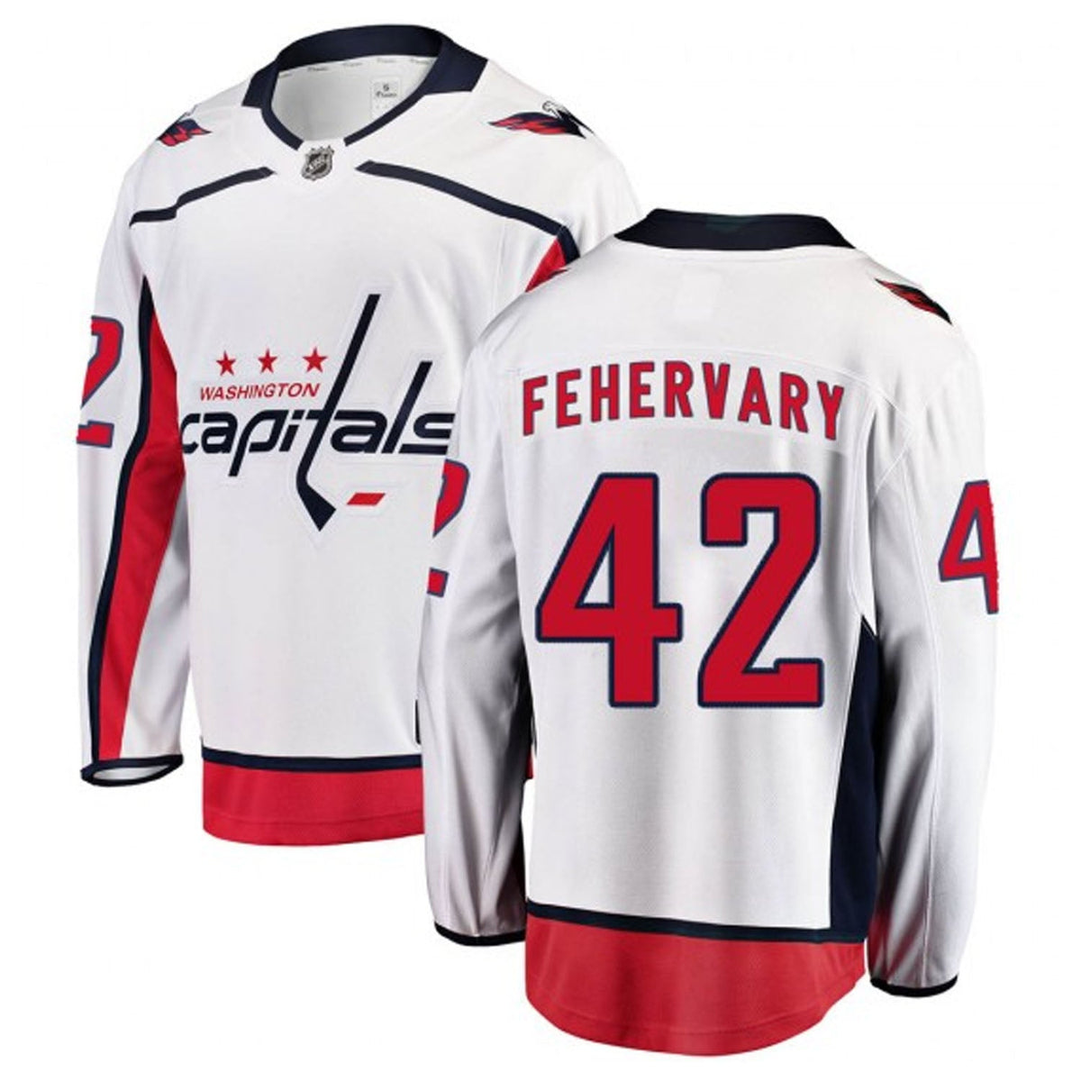 Martin Fehervary Washington Capitals 42 Jersey product image 1, provided for visual reference and product detail review