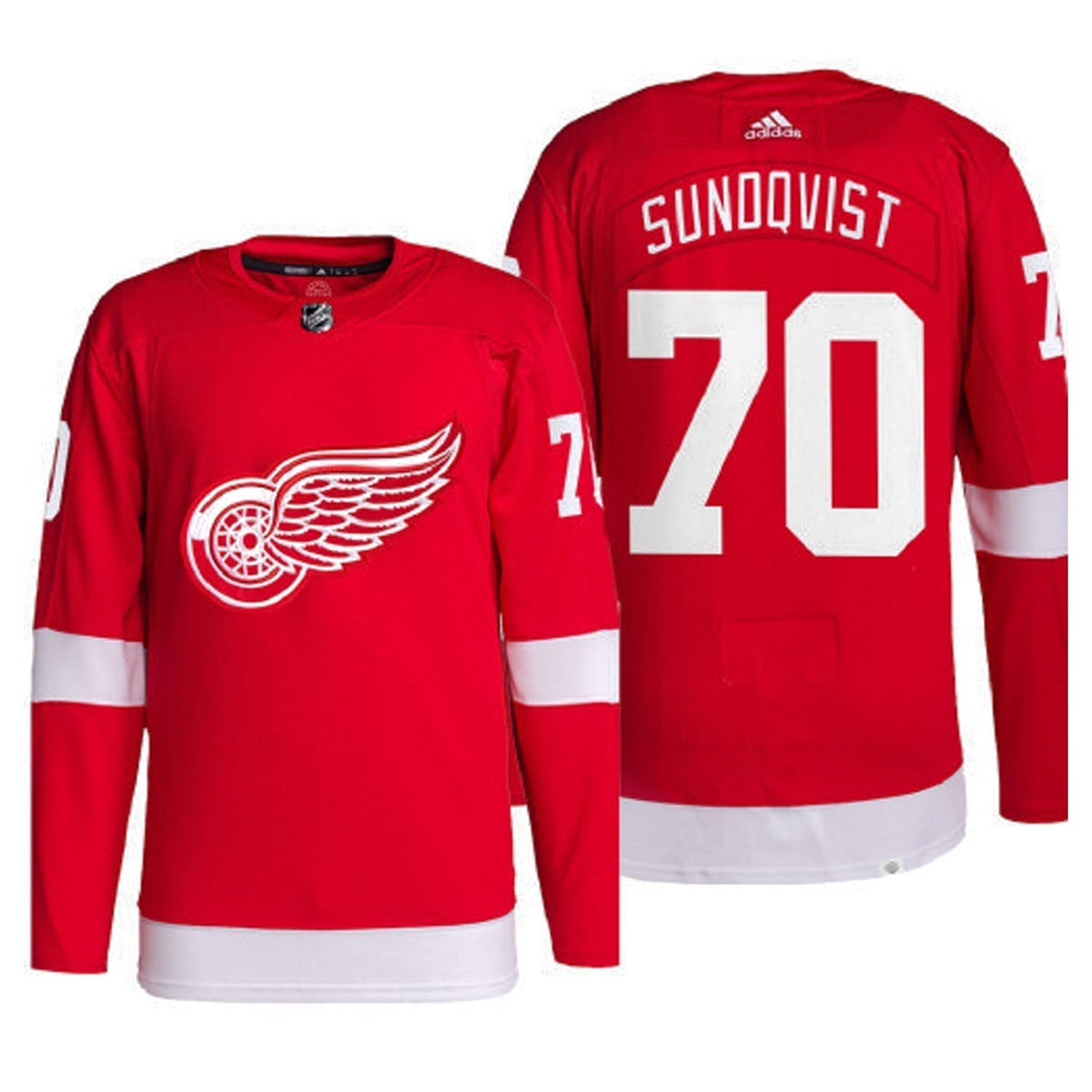 Oskar Sundqvist Detroit Red Wings 70 Jersey product image 1, provided for visual reference and product detail review