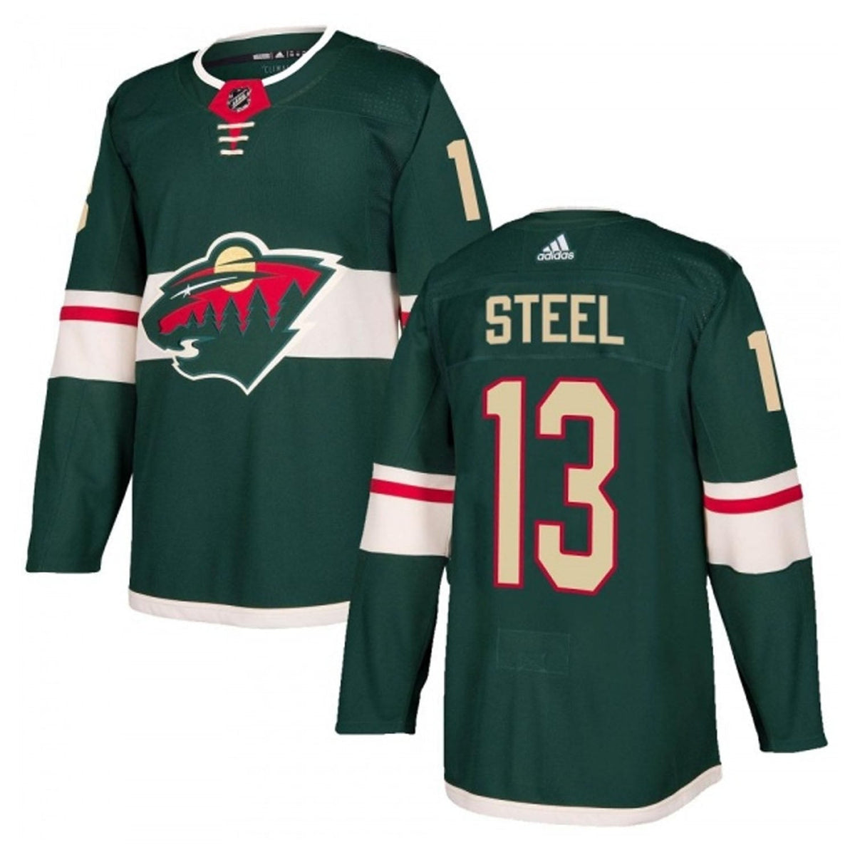 Sam Steel Minnesota Wild 13 Jersey product image 1, provided for visual reference and product detail review