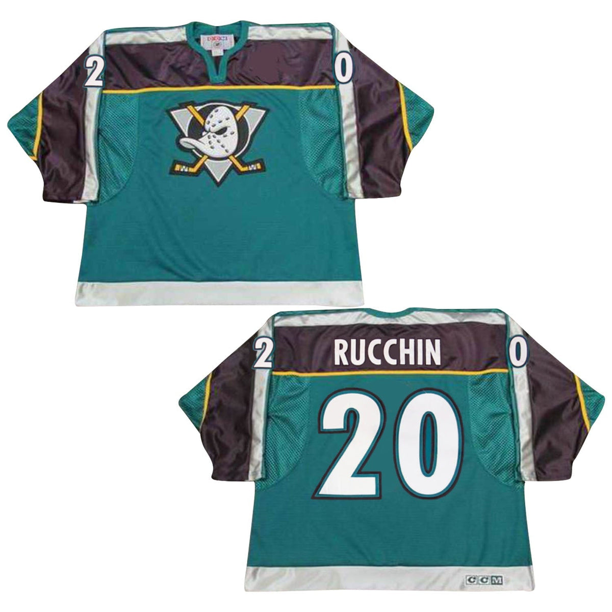 Steve Rucchin Anaheim Mighty Ducks 20 Jersey product image 2, provided for visual reference and product detail review