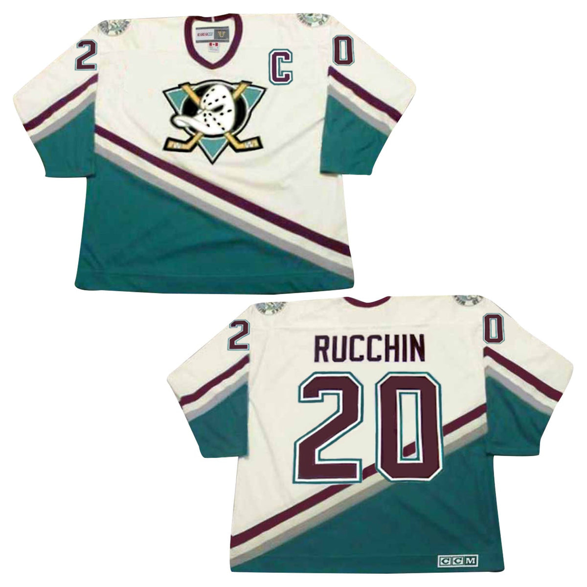 Steve Rucchin Anaheim Mighty Ducks 20 Jersey product image 1, provided for visual reference and product detail review