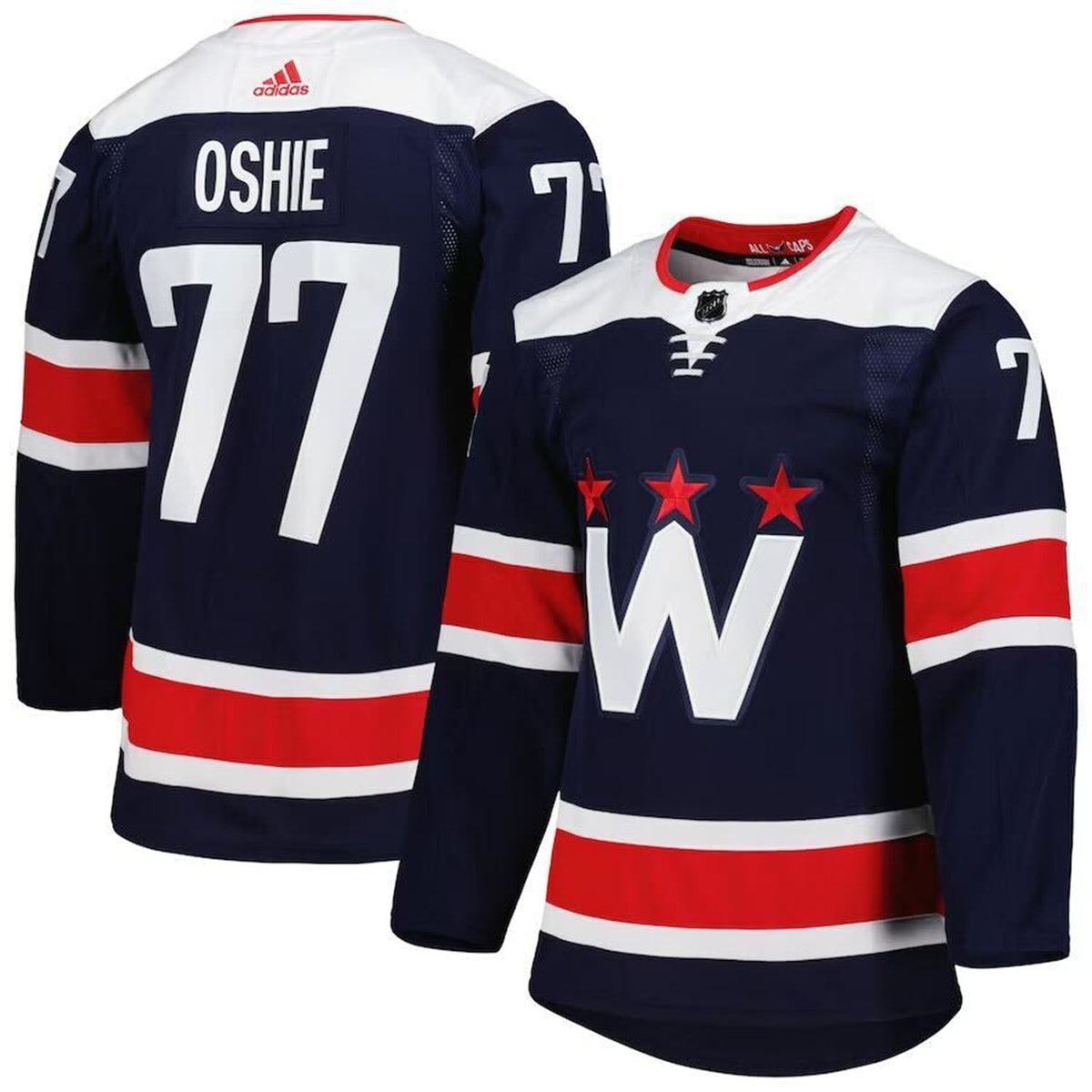 TJ Oshie Washington Capitals 77 Jersey product image 3, provided for visual reference and product detail review