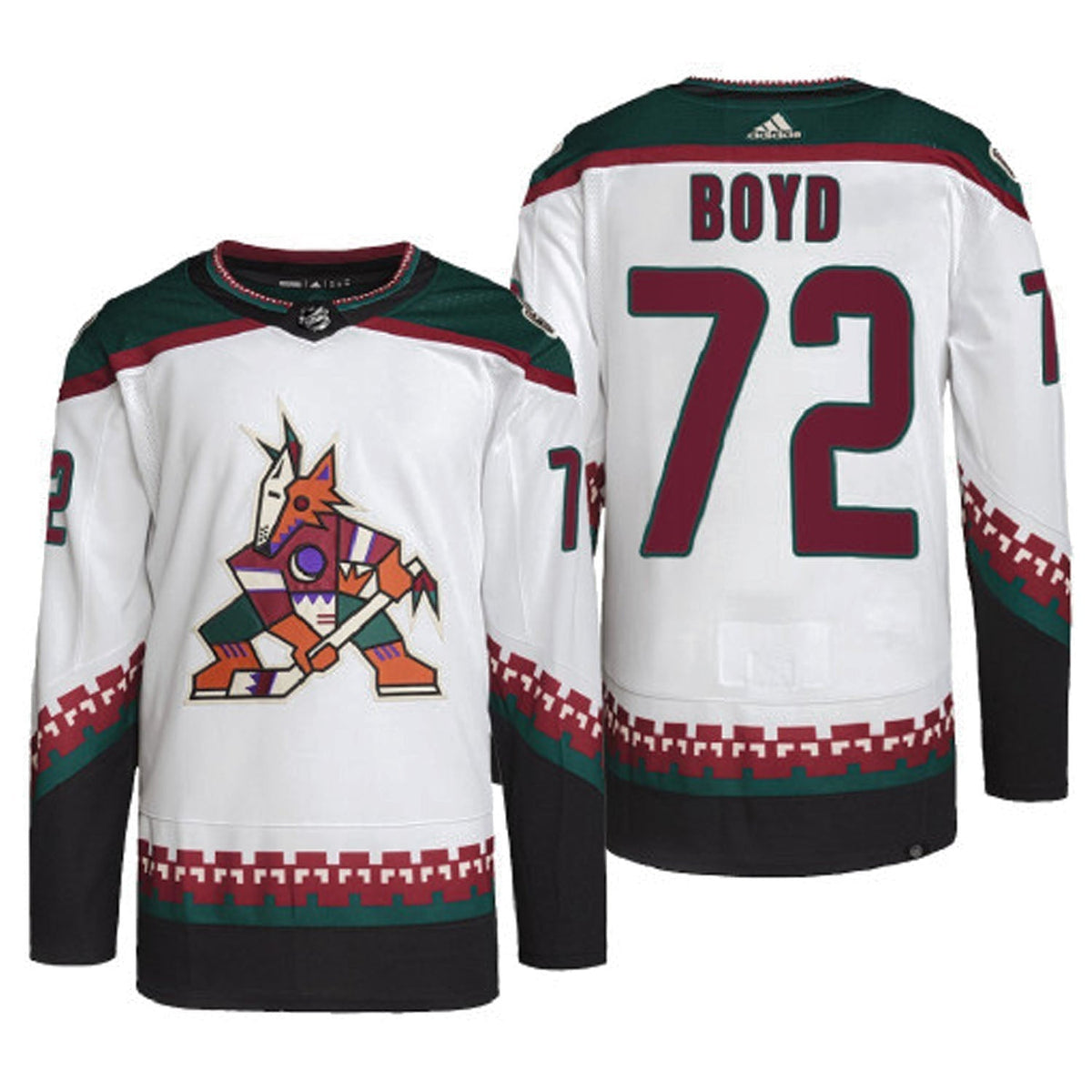 Travis Boyd Arizona Coyotes 72 Jersey product image 1, provided for visual reference and product detail review