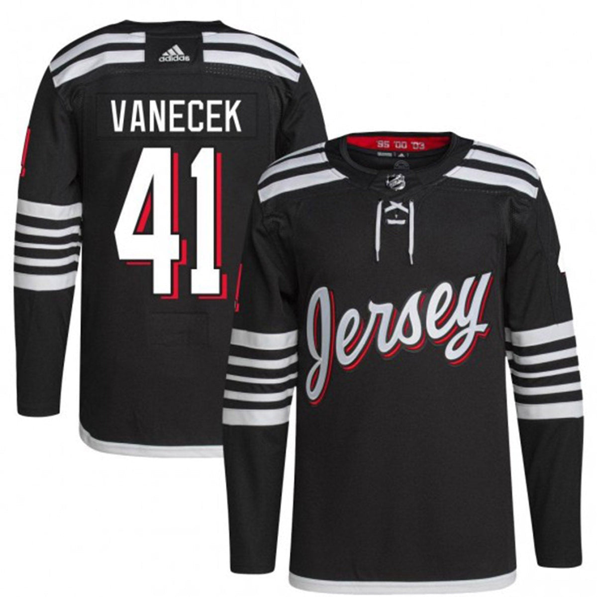 Vitek Vaneek New Jersey Devils 41 Jersey product image 5, provided for visual reference and product detail review