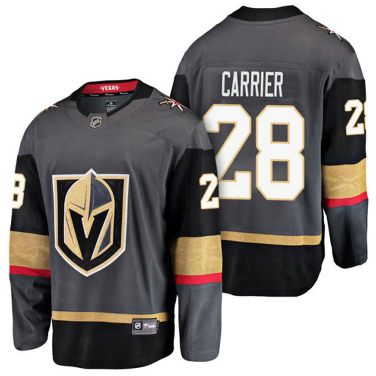 William Carrier Vegas Golden Knights 28 Jersey product image 1, provided for visual reference and product detail review
