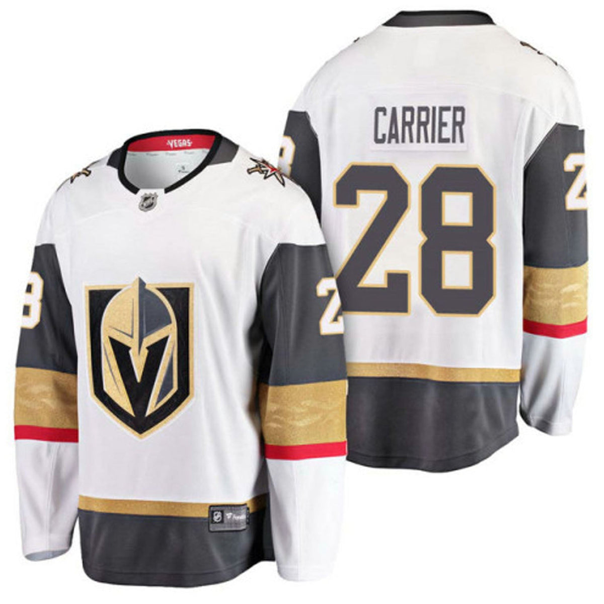 William Carrier Vegas Golden Knights 28 Jersey product image 2, provided for visual reference and product detail review