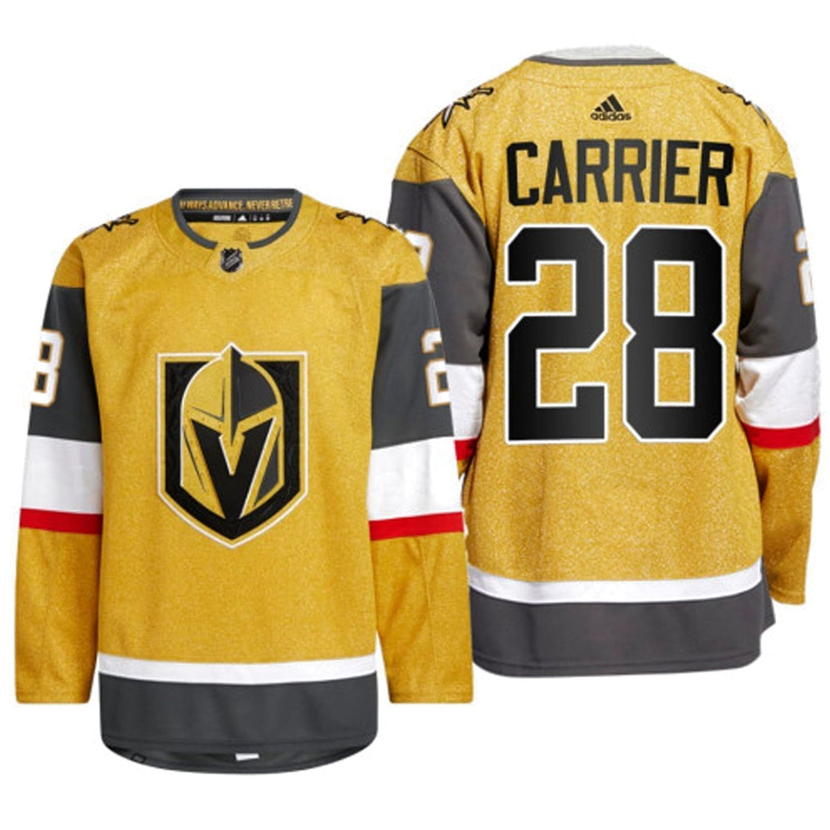 William Carrier Vegas Golden Knights 28 Jersey product image 3, provided for visual reference and product detail review