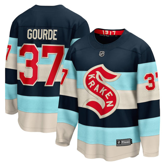 Yanni Gourde Seattle Kraken Winter Classic 37 Jersey product image 1, provided for visual reference and product detail review