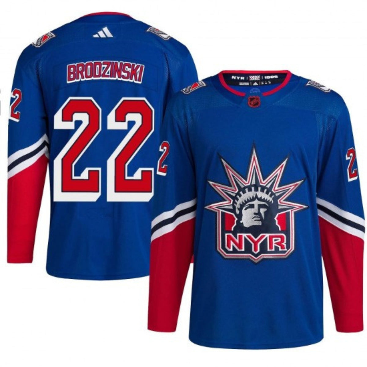 Jonny Brodzinski New York Rangers 22 Jersey product image 2, provided for visual reference and product detail review