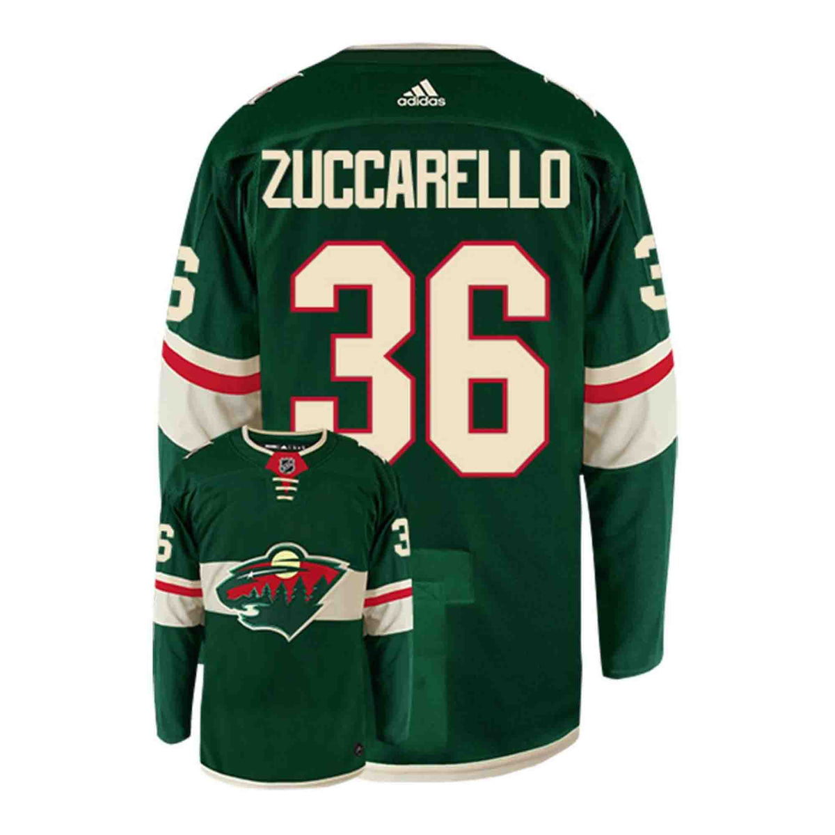 Mats Zuccarello Minnesota Wild 36 Jersey product image 1, provided for visual reference and product detail review