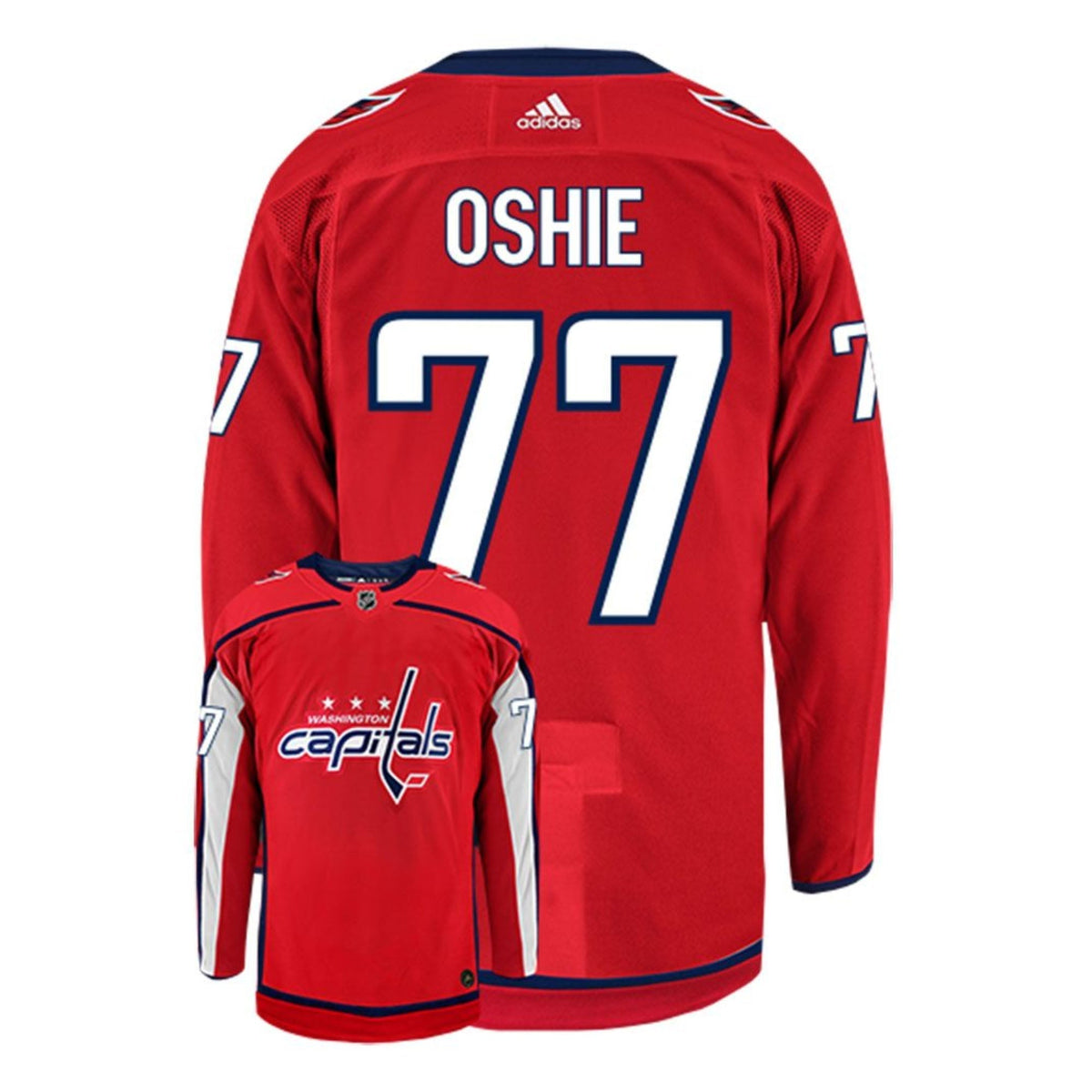 TJ Oshie Washington Capitals 77 Jersey product image 1, provided for visual reference and product detail review