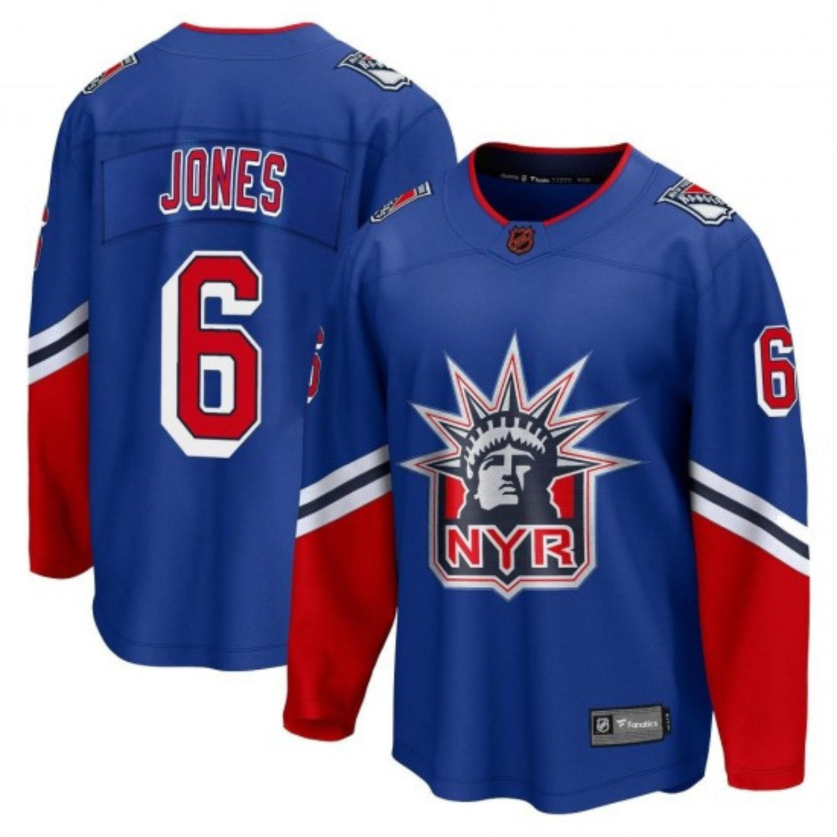 Zac Jones New York Rangers 6 Jersey product image 2, provided for visual reference and product detail review