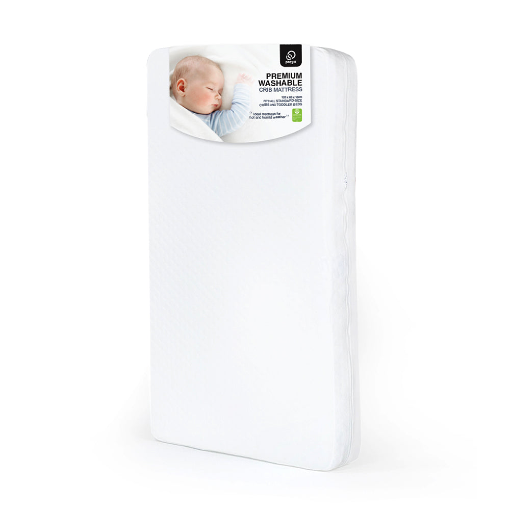 Prego Premium Washable Crib Mattress - White