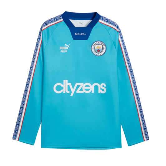 Puma Manchester City King Long Sleeve Jersey product image 1, provided for visual reference and product detail review