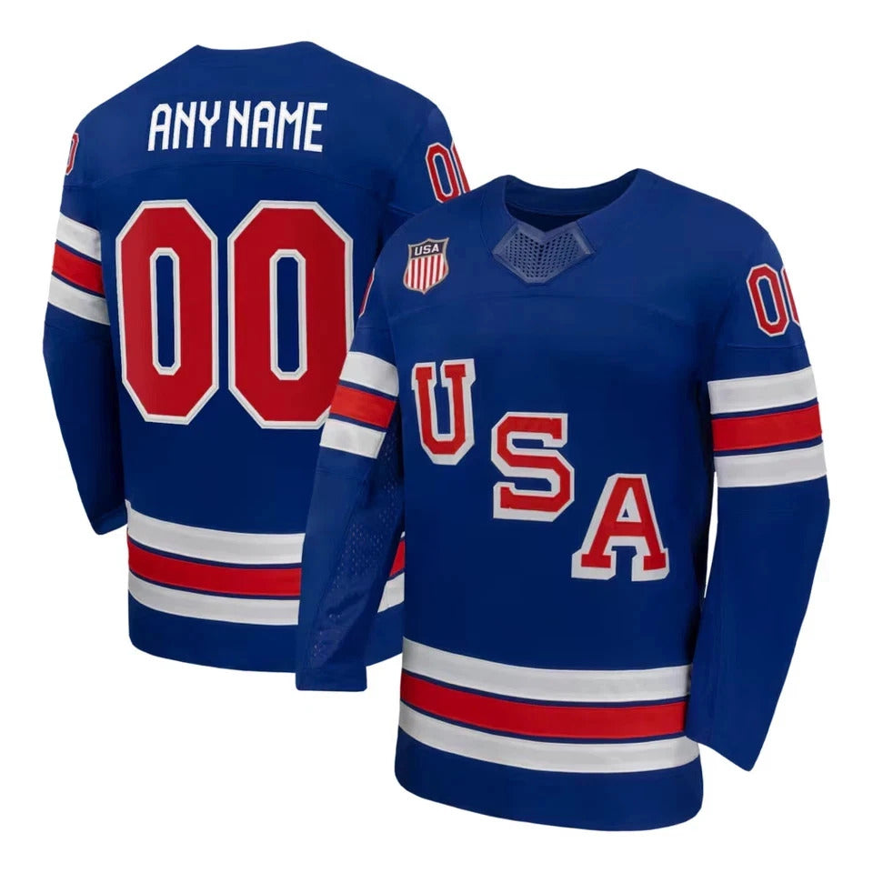 Custom USA 2026 Olympic Away Jersey - Blue product image 1, provided for visual reference and product detail review