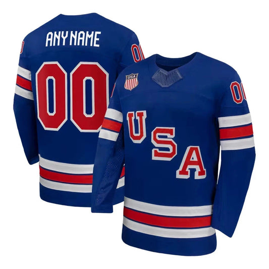 Custom USA 2026 Olympic Away Jersey - Blue product image 1, provided for visual reference and product detail review