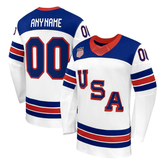Custom USA 2026 Olympic Away Jersey - White product image 1, provided for visual reference and product detail review
