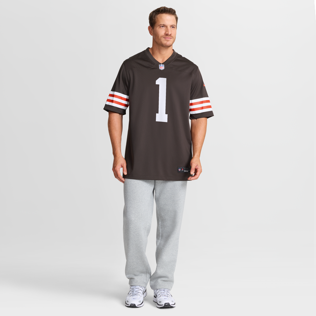 Men's Cleveland Browns Number 1 Dad Nike Brown Game Jersey product image 7