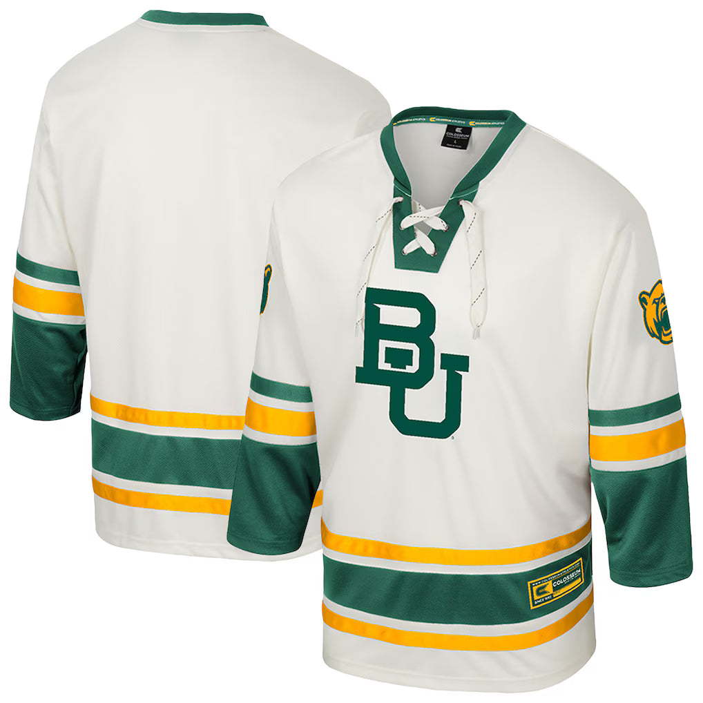 Baylor Bears Colosseum Puck Proud Fashion Hockey Jersey - Cream product image 1, provided for visual reference and product