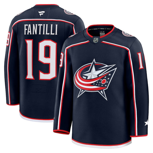 Adam Fantilli Columbus Blue Jackets Home Premium Jersey - Navy product image 1, provided for visual reference and product
