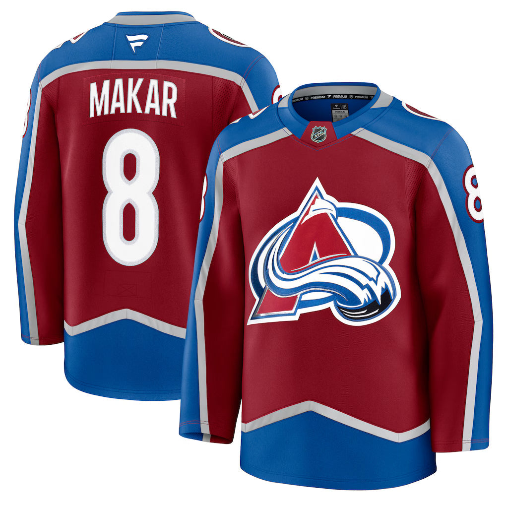 Cale Makar Colorado Avalanche Home Jersey - Burgundy product image 1, provided for visual reference and product detail review