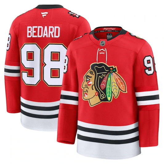Connor Bedard Chicago Blackhawks Centennial Premium Jersey - Red product image 1, provided for visual reference and product