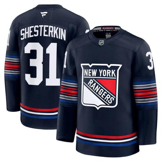 Igor Shesterkin New York Rangers Alternate Jersey - Navy product image 1, provided for visual reference and product detail
