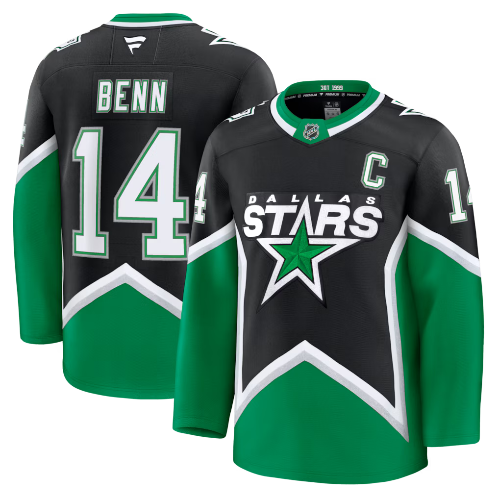 Jamie Benn Dallas Stars Alternate Premium Jersey - Black product image 1, provided for visual reference and product detail