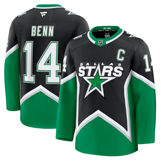 Jamie Benn Dallas Stars Alternate Premium Jersey - Black product image 1, provided for visual reference and product detail