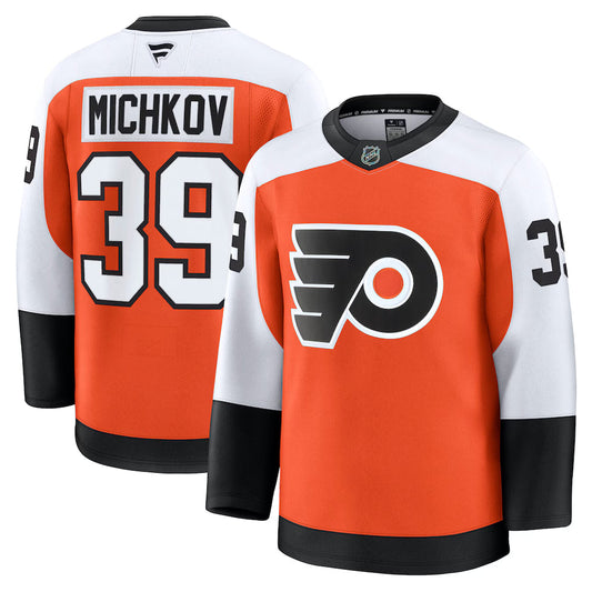 Matvei Michkov Philadelphia Flyers Home Premium Jersey - Orange product image 1, provided for visual reference and product